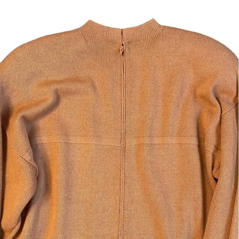 Vintage St. John by Marie Gray Camel Knit Mock Neck Sweater Dress Size 8 - Picture 8 of 9